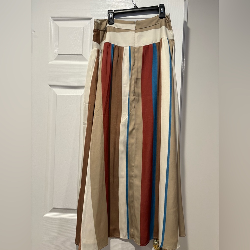 Banana Republic Cream and Brown Maxi A-Line Skirt